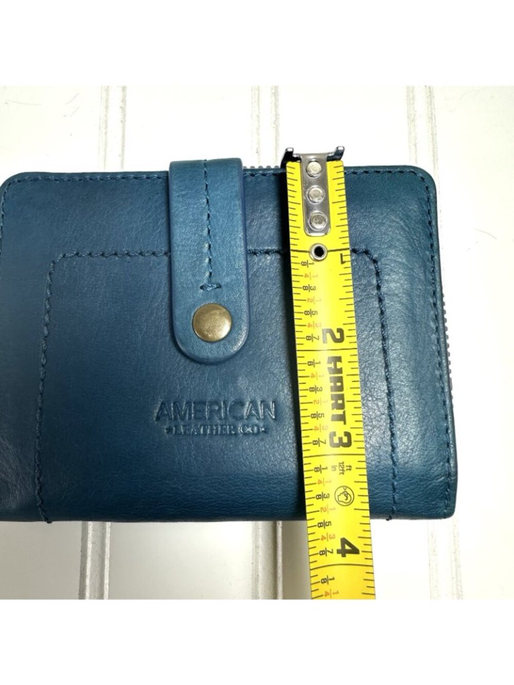 American Leather Co Veronica Wallet Small Teal Ocean Blue Smooth Bifold Zip - Picture 8 of 8